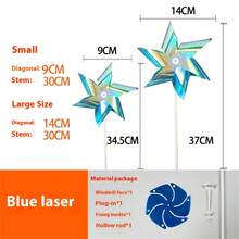 2PCS Outdoor Decorative Colorful Laser Wind Turbines For Shopping Malls, Garden Lighting, Lawn Illumination, Offices, Guesthouses - Small Ground-Mounted Wind Turbines. Festival Atmosphere Decoration, Creating A Relaxed And Pleasant Environment.