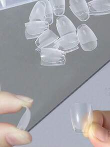 120 piezas de puntas de uñas de ataúd de almendra extra cortas, media mate, pre-llenadas, de gel suave, de cobertura completa, para camas de uñas pequeñas y promedio - transparente - Ver 7
