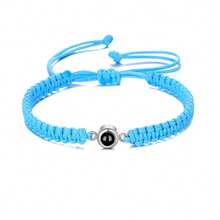 Customized Photo Projection Bracelet Stainless Steel Round Woven Adjustable Unisex Bracelet - Silver - View 17