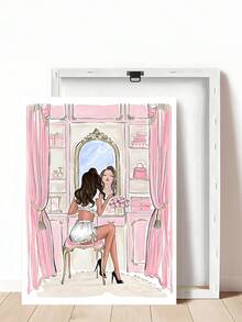 1pc Pink Charm Fashion Makeup Wall Art, Elegant Vintage Girl Style Ribbon Bow Quote Canvas Poster, Retro Cute Penguin Canvas Poster, Surreal Bathroom Animal Wall Art, Funny Penguin Fishing In Bathtub Poster, Suitable For Bedroom, Living Room, Wall Decor, Home Decor, Canvas Wall Art, Poster, Framed Wall Art, Frame Optional