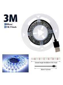 [10m/5m/3 米/2m/1m 柔性 USB LED 灯带，卧室 LED 灯，柔性装饰灯带，高亮度可切割和粘贴照明灯带，适用于卧室、橱柜、厨房 DIY，无需电池、电视背光，适用于电视背光、卧室、橱柜、厨房、DIY 照明] - 白色外殼 - 查看 15