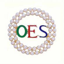Bestselling Brooch In Europe And America, Middle East Friendship Association Brooch Decoration, One Piece Of Athens OES Letter Sister Pin, Pearl Inlaid Alloy Brooch, Sweater Coat Clothing Jewelry Accessory - OES - 查看 6