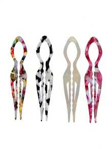 Pince à cheveux en acétate français - Design à dents antidérapantes, pince à cheveux rétro élégante, convient pour le chignon, la queue de cheval, les coiffures de soirée et décontractées - Accessoire capillaire antidérapant essentiel pour les fêtes et les mariages, pince à cheveux , cadeau d'accessoire capillaire raffiné, épingles de coiffure - Multicolore - Voir 2