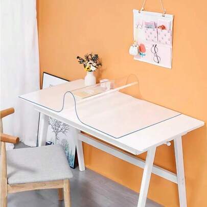 1pc Transparent Soft Glass Desk Mat, PVC Waterproof And Heat-Resistant Desk Pad For Students, Classrooms, Dining Tables, Coffee Tables, Waterproof And Oil-Proof, Easy To Clean Plastic Crystal Board Desk Protector