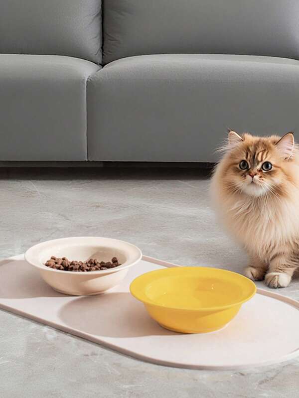 Tapete de silicone para comida de animais de estimação, 1 peça, almofada de alimentação antiderrapante à prova d'água para cães e gatos, formato oval