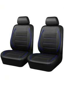 9件/4套通用反光滚边真皮汽车座椅套，兼容安全气囊，拉链开口设计，适用于SUV、厢式货车、卡车