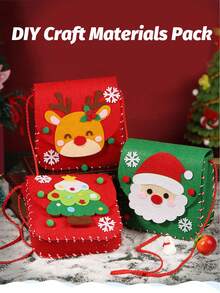 1pc Christmas Gift Bag, Handmade Mini Shoulder Bag, Felt Christmas Gift Bag, DIY Craft Kit, Christmas Eve Apple Bag, Candy Bag, Handmade Gift Suitable For Children