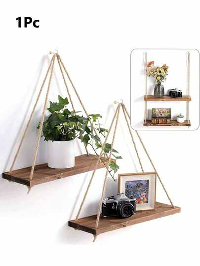 1pc/2pcs Minimalist Macrame Wall Hanging,Wooden Floating Shelf Hanging Shelves For Wall, Rustic Wood Farmhouse Rope Shelf,Boho Fabric Woven Storage Board Tapestry Hanging Shelf Design Hanging Decoration For Home Decoration For Bathroom, Office, Veranda, Bedroom, Living Room And More Fall Home Decor Room Decor Minimalist Wall Mounted Decorative Hanging Rope Shelf,Wood Floating Shelves, Wall Display Shelves For Living Room