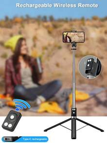 New 6 In 1 Selfie Stick With Fill Light, For TK YT 67" Phone Tripod & Wireless Remote Page Turner,Bluetooth Camera Video Recording Remote,Music Control, Compatible ,IOS,Android Compatible With Iphone Android Phone For Summer Vacation, Travel, Fill Light, Outdoor Activities, Live Streaming Vacation Travel Outdoor Activities Live Streaming Vlogging Equipment 360° Rotation - With Lamp Selfie Stick - View 4