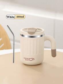 480ml马克杯304不锈钢咖啡杯便携大容量防漏保温水杯吸管杯办公杯适合学校办公室居家旅行必备 - 彩色 - 查看 13