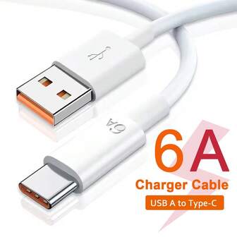 6A USB A 转 C 型充电线 3.3 英尺/6.6 英尺，1 包 USB C 充电线，智能手机 USB-C 充电数据线，兼容三星 Galaxy S25/S24/S23/S22/S21/S20/S10E Note20/10