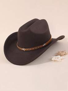 1 件儿童西部牛仔帽，男女通用宽边爵士帽，可拆卸，适合日常、户外、度假、派对服装 - 1PC - 查看 8