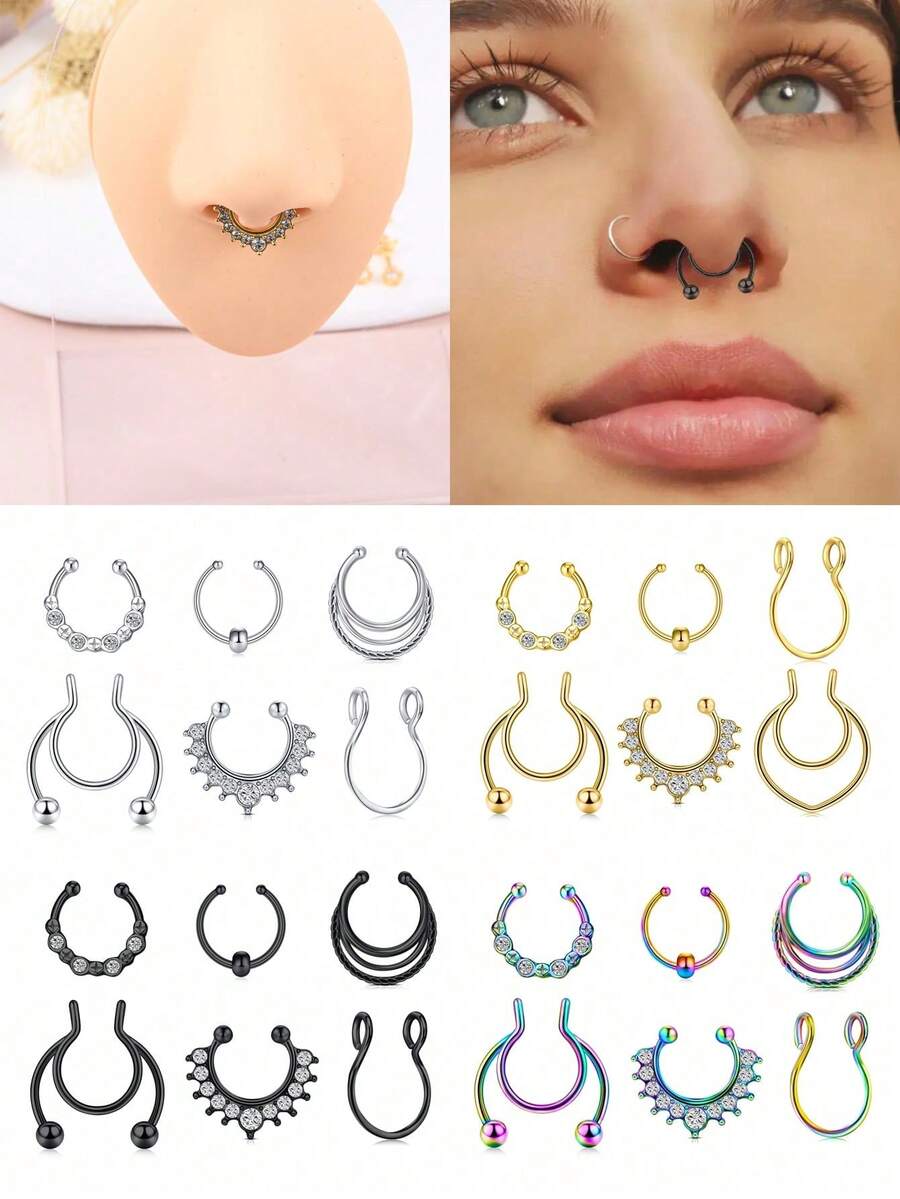 Inel de sept fals, piercing pentru sept fals, inele de nas pentru sept fals, inele de nas fals, inel de nas fals pentru sept, inel de nas fals pentru sept, clip pe sept, inel de nas, piercing pentru sept fals, cerc pentru sept fals, bijuterii pentru sept fals