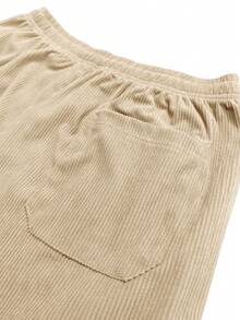 Nuovi pantaloni casual in velluto a coste da donna, di colore unito con tasche con laccetto, traspiranti e confortevoli, adatti per attività quotidiane
