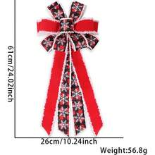 1 Stück Weihnachtsbaum Rot Schneeflocke Schleife Ornament Anhänger, Samt imitierter Leinen Schleife Weihnachtsparty Dekoration Zubehör, Schneeflocke Karomuster Schleife Anhänger, handgemachte Weihnachtsschleife aus rotem und grünem Samt mit Buchstaben, Weihnachtsbaum Dekoration Karomuster Polka Dot Schleife, Ahornblatt Schneeflocke Karomuster Schleife Festival Dekorationszubehör