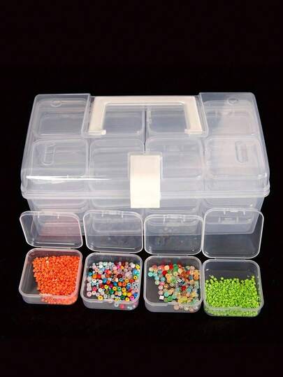 Clear Pp Organizer Box Beads Container 32 Small Boxes With Lid Empty Storage Case For Charms Nail Decorations Rings