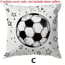 1pc Football Theme Throw Pillow Cover, 17.7x17.7 Inches - Soft Peach Velvet Polyester, Zippered, Machine Washable, Suitable For Home And Office Decor, No Pillow Insert