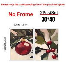 Half A Red Christmas Tree Ornament Print. Red Christmas Ornament. Printable Christmas Canvas Wall Art. Warm And Vintage Style Print. Warm And Festive Print Canvas Wall Art, Room Poster, Home Decor, Room Decor Aesthetic, Room Decor Supplies. Room Decor, Optional Frame - 2PCS - View 24