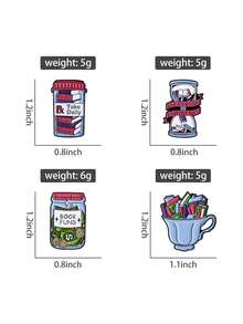 4Pcs Book Fund So Many Books Enamel Pins The Teacup Is Filled With Books Custom Brooches Lapel Backpack Badge Jewelry Gift For Friend - Multicolor - View 8