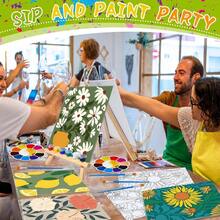 96 Pcs Flower Fruits Pre Drawn Canvas Kit Sip And Paint Set Adult Pre Printed Cute Canvas Sip And Paint Party Favor Virtual Party Gifts Painting - 彩色 - 查看 4