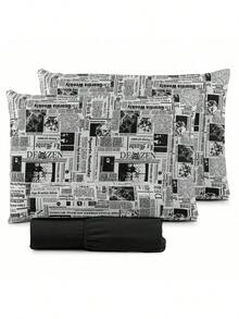 Printed Bed Sheet Set 4 Pieces 100% COTTON Single Double Queen King Palito Stitch - 報紙 - 查看 2
