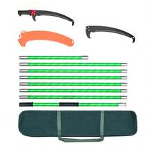 Manual Pole Saw, 118-809.3 Cm Extendable Pole Tree Pruner, Sharp 65Mn Steel Blade, Lightweight Fiberglass Handle Pole, Double-Hook Saw For High Branch Trimming, Pruning Tool For Palms, Shrubs - 綠色 - 查看 8
