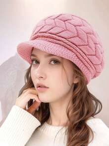 1pc Women's Hat & Gloves Set, Fashionable Casual Knitted Beanie Hat, Suitable For Autumn/Winter Daily Use, Outdoor Travel, Hiking, Skiing, Cycling, Climbing, Photography And More