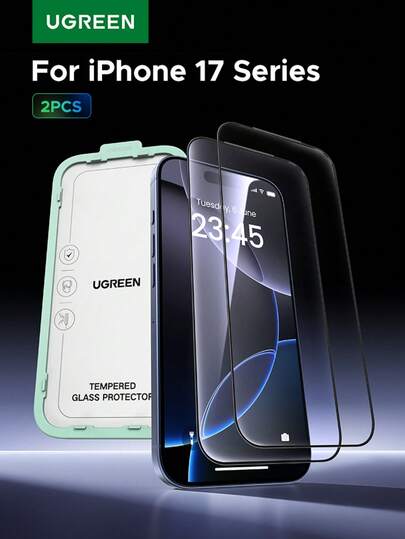  UGREEN 2pcs Phone Screen Protector Tempered Glass Black Edge Compatible With IPhone 17 Air Pro Max