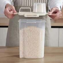 1pc Rice Bucket Storage Container, Sealed Storage Container, Household Insect Proof, Moisture-Proof, Leak Proof Sealed Flour Storage Container, Rice, Covered Grain And Miscellaneous Grain Storage Box, Portable Storage Box - Very Suitable For Organizing And Storing Grains, Nuts, Flour, Rice, Kitchen, Perfect Kitchen Accessories For Home And Outdoor Use