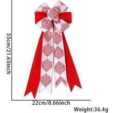 1 Stück Weihnachtsbaum Rot Schneeflocke Schleife Ornament Anhänger, Samt imitierter Leinen Schleife Weihnachtsparty Dekoration Zubehör, Schneeflocke Karomuster Schleife Anhänger, handgemachte Weihnachtsschleife aus rotem und grünem Samt mit Buchstaben, Weihnachtsbaum Dekoration Karomuster Polka Dot Schleife, Ahornblatt Schneeflocke Karomuster Schleife Festival Dekorationszubehör