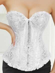 Palace Style Corset With Boning To Shape Waist And Push Up Bust, Sexy Jacquard Shapewear Top, Suitable For Wearing With A Dress, 1pc