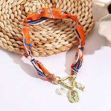 Fashion Silk Scarf Necklace Light Luxury High-End Fabric Necklace Colorful Silk Scarf Necklace - N2509-1愛心 - 查看 3