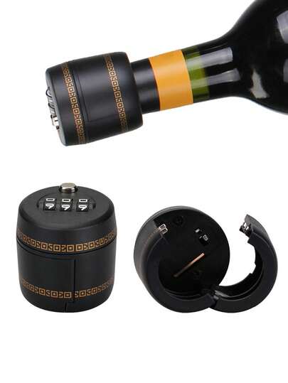 1 pieza Tapa de con combinación para botellas de vino y 1-1.1 pulgadas Tapa de con combinación para botellas de refresco - Cerradura de plástico con mecanismo antiapertura para bebidas | Tapa de universal con combinación para botellas de vino/bebidas con mecanismo antiapertura, cerradura de botella de vino multiusos para el hogar, reuniones y viajes