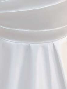 Váy satin trơn màu cho bé gái tuổi teen với họa tiết hoa 3D, váy dạ hội dài thướt tha thanh lịch phù hợp cho đám cưới, lễ tốt nghiệp, dạ hội, không kèm băng đô - trắng - Xem 8