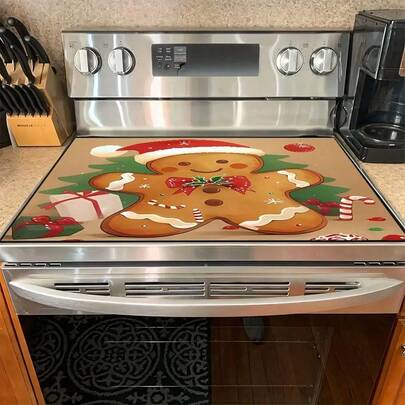 1pc Of Insulation Pad 20.4x28.3inch Christmas Gingerbread For Man Felt Heat Insulation Mat, Easy Clean Non-Slip Pad For Home, Kitchen Decor, Dining Table, Stove, Refrigerator, Dishwasher, Washing Machine, Bathroom Decor