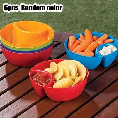 6-Piece Plastic French Fry Bowl, 6-Color Non-Breakable French Fry Bowl, Multi-Functional Snack Bowl, Separation Bowl, Dipping Sauce Bowl, Slice Dipping Sauce Bowl, Separation Bowl, Potato Chip Bowl, French Fry Cup, Restaurant Kitchen Accessories