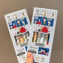 1set/6PCS/SET Kawaii Snoopy Heart-Shaped Press Pen - High-Value Ins Limited Edition 0.5mm Black Gel Pen, Cute Student Girls' Exam Writing Pen, Smooth Ink School Supplies