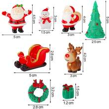 12 Pcs Christmas Miniature Figurines, Mini Christmas Ornaments Kit Resin Santa Claus Snowman Reindeer Christmas Tree Decoration For Xmas Goodie Bag Fillers Crafts DIY Snow Globe Dollhouse Garden Landscape Party