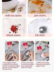 20/40/80 pièces Lingettes détachantes pour vêtements, emballage indépendant portable, convient pour doudoune, t-shirt, petites chaussures blanches, etc.