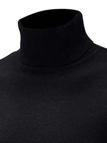GRDR Men's Regular Shoulder Long Sleeve High Neck Sweater, Versatile For Daily Wear Knitted Pullover