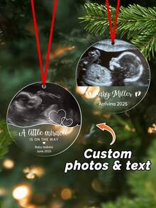 Baby Ultrasound Glass Ornament, Baby Announcement Ornament, Pregnancy Announcement Gifts Keepsake, New Baby Christmas Ornament, Gift For Dad,Personalized Ultrasound Ornament Personalized Custom Sonogram Ornament For New Mom And Dad, Expecting Parents Gift For New Baby Announcement
