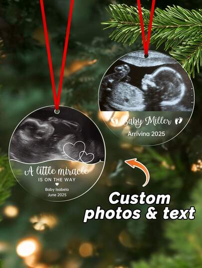 Baby Ultrasound Glass Ornament, Baby Announcement Ornament, Pregnancy Announcement Gifts Keepsake, New Baby Christmas Ornament, Gift For Dad,Personalized Ultrasound Ornament Personalized Custom Sonogram Ornament For New Mom And Dad, Expecting Parents Gift For New Baby Announcement