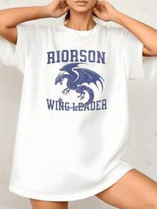 Dragon Women's Casual TShirt 220g Wing Leader 100% Cotton Tee 1Pcs Vintage Style Graphic Print T Shirt - White - View 1