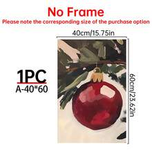 Half A Red Christmas Tree Ornament Print. Red Christmas Ornament. Printable Christmas Canvas Wall Art. Warm And Vintage Style Print. Warm And Festive Print Canvas Wall Art, Room Poster, Home Decor, Room Decor Aesthetic, Room Decor Supplies. Room Decor, Optional Frame - 2PCS - View 18