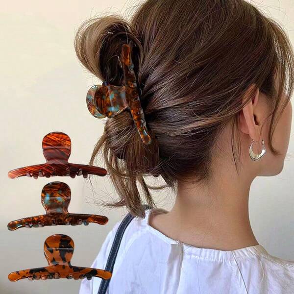 1pc/3pcs Retro Acetate Claw Clips, Chic Hair Claw Hair Clips, High-End French Style Hair Clips, Women's Tie-Dye Blue & Brown Fashion Hair Clips, Hair Accessories, Autumn/Winter Hair Accessories, For Women, Fall, Travel, Hair Tools, Accessories Women, Hair Stuff,Fall,Hair Accessories,Hair Accessories For Women,Travel,Hair Accessories,Accessories Women,Hair Accessory,Hair Accessories Women,Hair Tools,Hair Stuff,Stuff,Beauty Accessories,Gifts,Travel,Gifts For Women,Hair Stuff,Stocking Stuffers