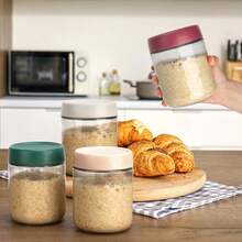 4PCS 600ml Overnight Oats Jars Airtight Oat Container For Yogurt W/4 Spoon Lids - Multicolor - View 4