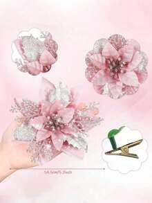 2 pièces Ornements de papillon de sapin de Noël pailletés, décorations de Noël en tissu rose en forme de papillon, papillons 3D creux simulés avec pinces, décoration murale de papillon pastel de Noël pour sapin de Noël, couronne, accessoire pour cheveux, décorations suspendues pour sapin de Noël, décoration de guirlande, convient pour mariage, fête, artisanat DIY, décoration de la maison, accessoires de photographie