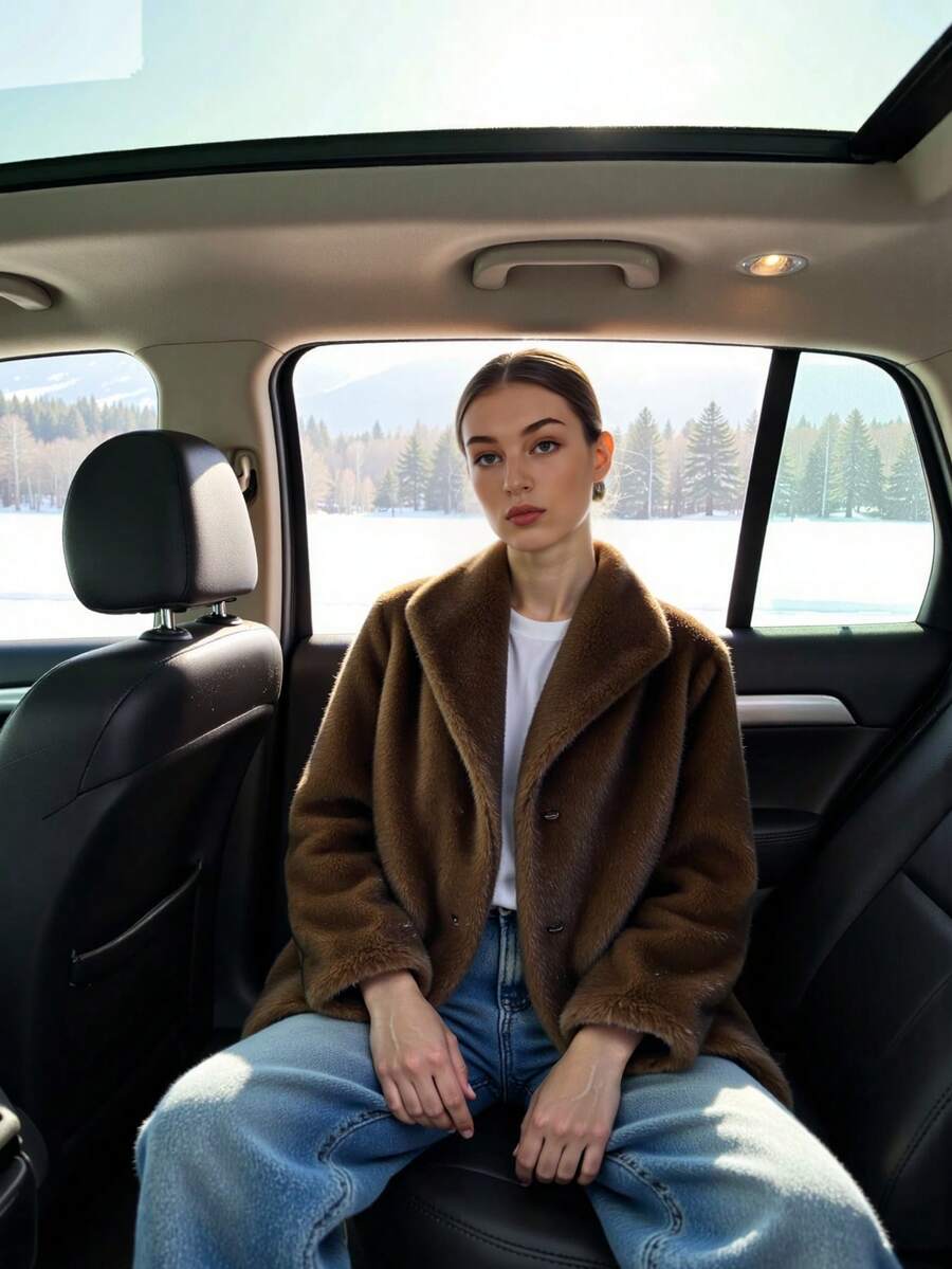 Women's Fashionable Faux Fur Jacket, Versatile Faux Leather Outerwear For Autumn/Winter