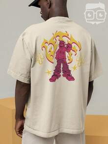 Oversized Streetwear T-Shirt Academia Fire Vintage Style Retro Ribbon REF 7302 VEST NERD - Màu Khaki - Xem 9