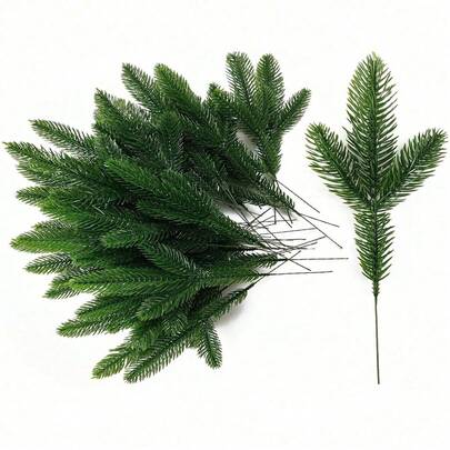 24PCS Artificial Pine Needle Plants, Christmas Artificial Pine Needle Branches Wreath Green Plants Pine Needles Fake Green Leaves Pine Needles, Very Suitable For DIY Accessories, Used For Christmas Wreaths And Home Garden Decorations, Christmas, New Year, Daily Home And Other Outdoor Activities Decoration Home Decor Christmas Decorations Room Decor